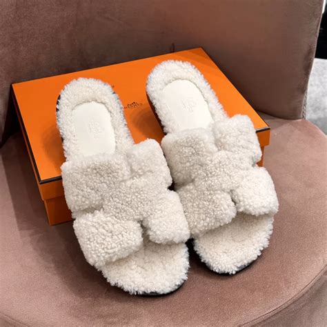 hermes fluffy slippers|original hermes slippers.